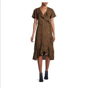 NWT Time and Tru Animal Print Midi Wrap Dress XS